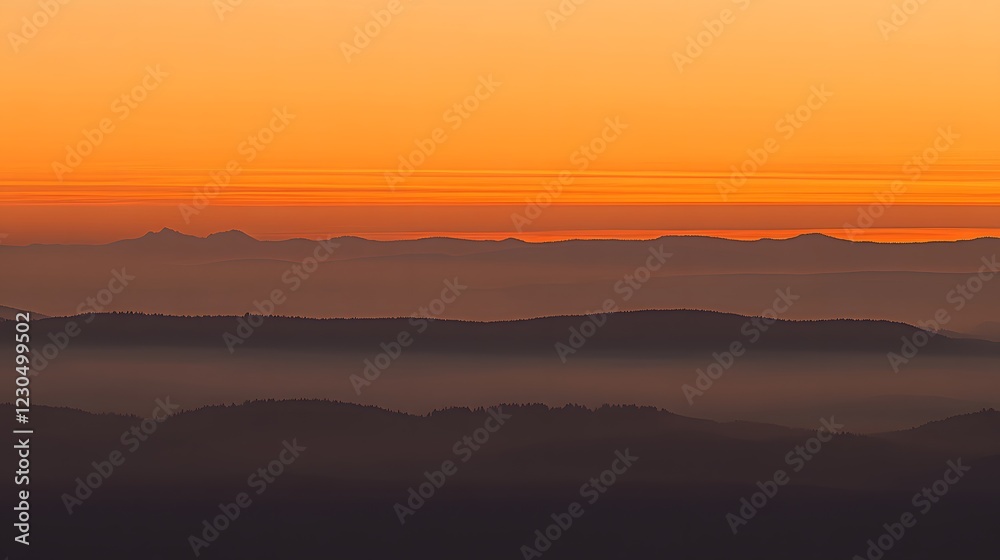Majestic Sunset Over Layered Mountains Landscape Majestic Sunset Over Layered Mountains Landscape