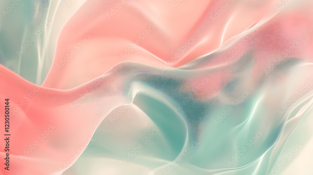 Obraz premium Abstract flow of coral and green shapes. Use background