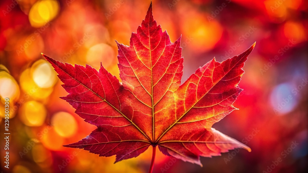 Vibrant Red Autumn Maple Leaf Close-Up - Fall Foliage Stock Photo Vibrant Red Autumn Maple Leaf Close-Up - Fall Foliage Stock Photo