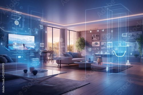Controllers with holographic controllers for communicating with modern home.