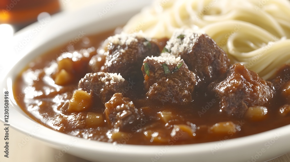 Delicious Beef Stew with Spaghetti and Parmesan Delicious Beef Stew with Spaghetti and Parmesan