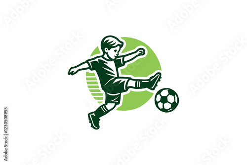  logo of a toddler boy playing football.