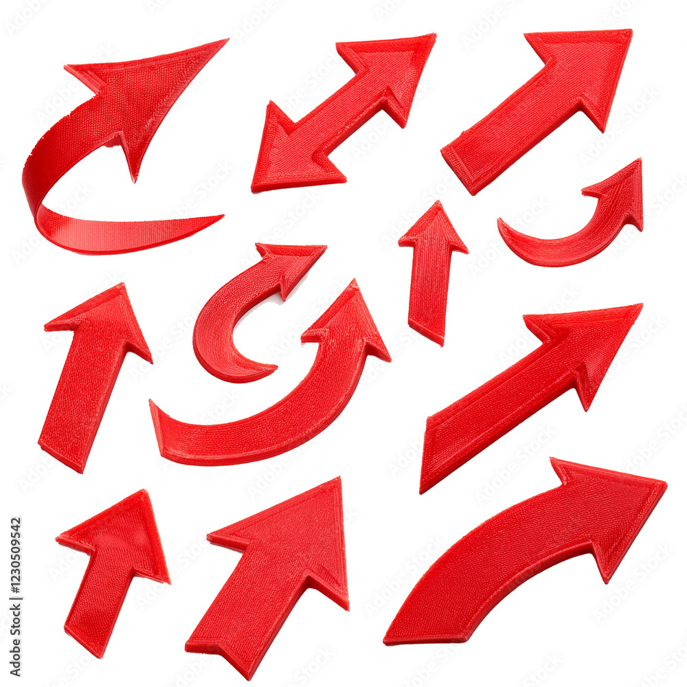Set of red marker arrow isolated on white background, cut out Set of red marker arrow isolated on white background, cut out