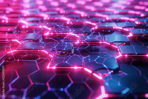 Abstract  Neon Hexagon Pattern