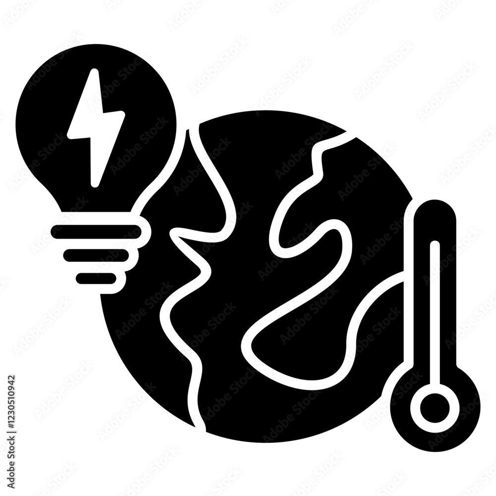 Geothermal Energy Glyph Icon