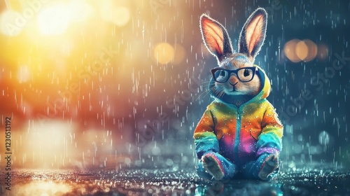 Rainy Day Rabbit: A Whimsical Digital Art