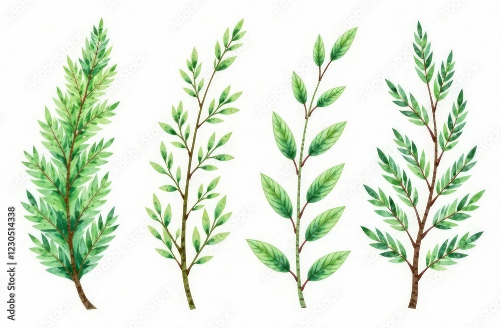 Fototapeta premium a set of various beautiful branches of plants for interior and decor.