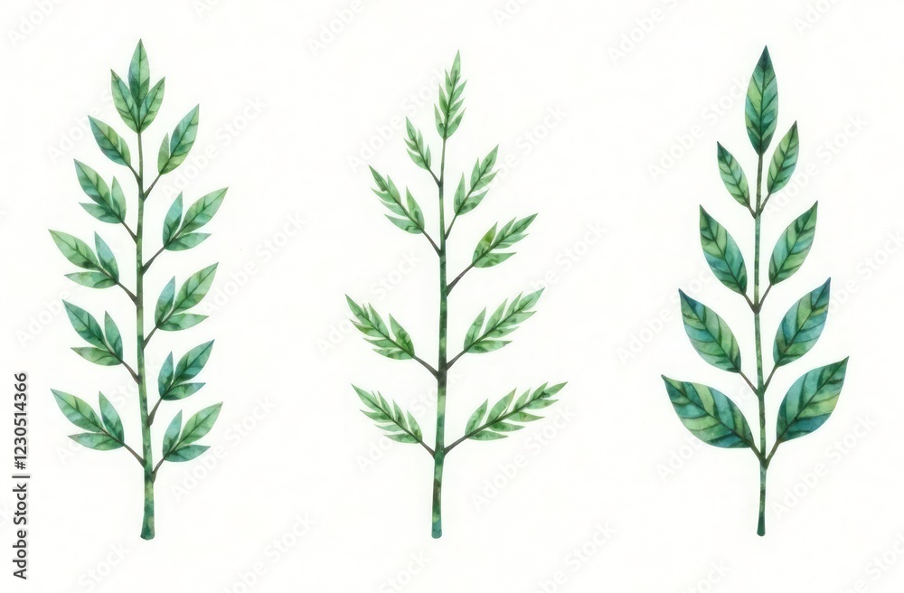 Fototapeta premium a set of various beautiful branches of plants for interior and decor.