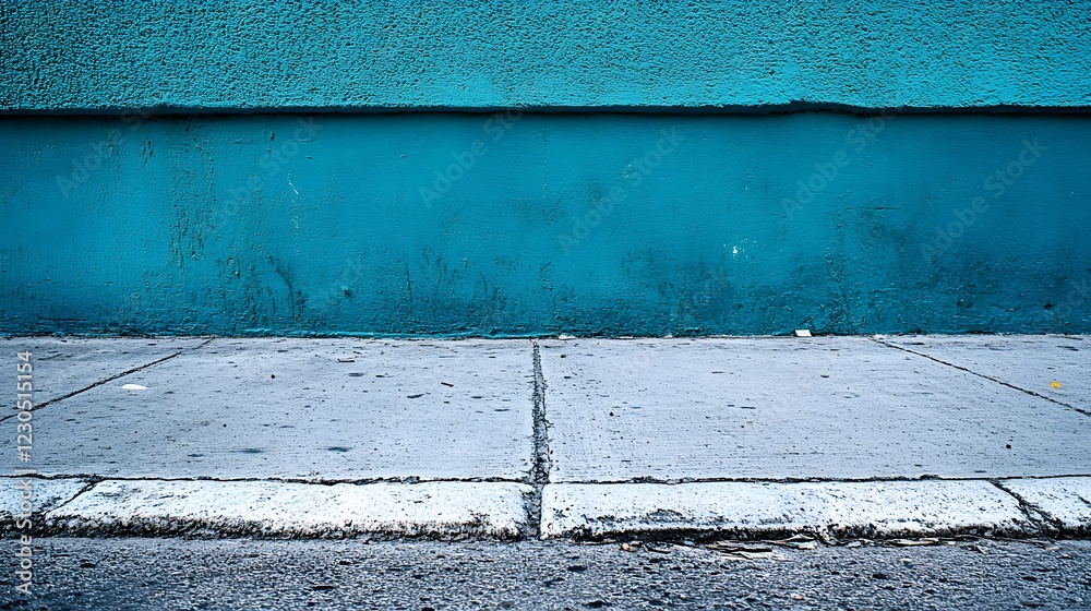 Teal Wall and Gray Sidewalk Urban Texture Background Teal Wall and Gray Sidewalk Urban Texture Background
