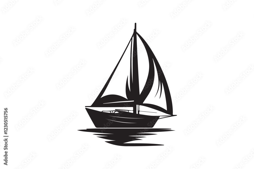 Fototapeta premium Minimalist Sailing Boat Artwork Black and White Marine Design