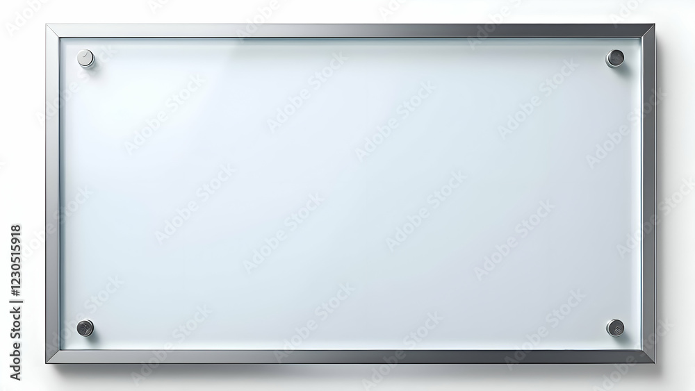 Metal frame with glass board isolated on white background Metal frame with glass board isolated on white background