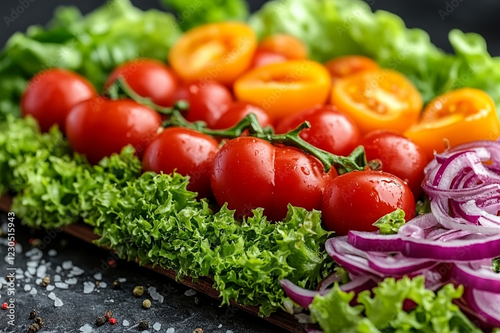 Fresh Tomatoes Yellow Tomatoes Red Onions and Lettuce Salad Fresh Tomatoes Yellow Tomatoes Red Onions and Lettuce Salad