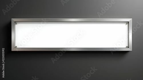 Blank banner with steel frame on dark background