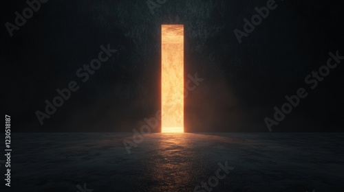 Wallpaper Mural Open door in a dark room with a bright orange light shining through it. the door is in the center of the image and is the only source of light in the room. Torontodigital.ca