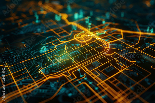 Abstract Digital City Map