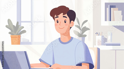 Happy Freelancer Working from Home