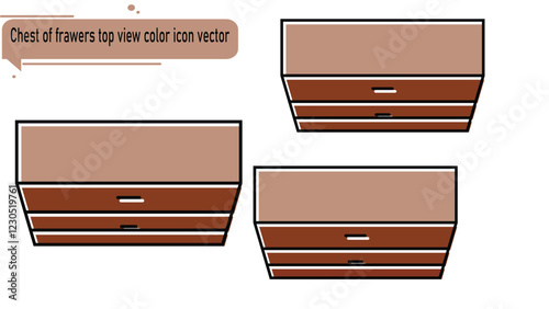 Chest of frawers top view color icon vector