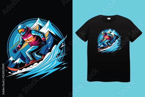 Snowmobile vector illustration, perfect for rental and shop logo also t shirt design, snow winter sports t shirt design.