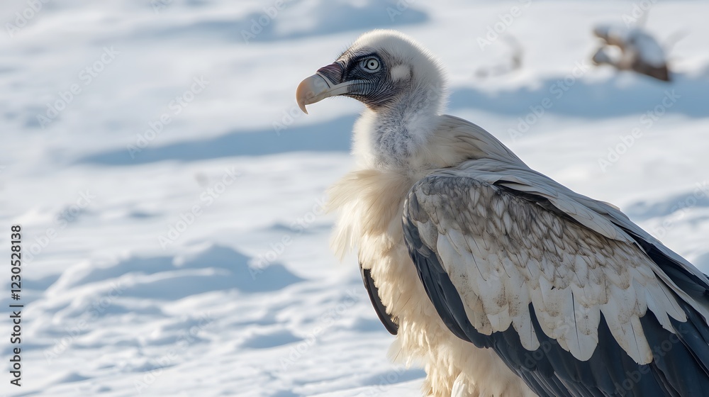Majestic White Vulture in Snowy Landscape Winter Wildlife Photography Majestic White Vulture in Snowy Landscape Winter Wildlife Photography