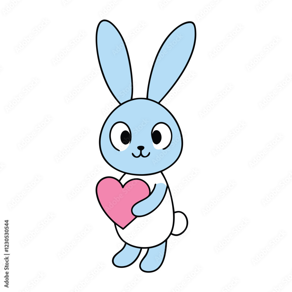 A cute Rabbit holding a heart vector art illustration A cute Rabbit holding a heart vector art illustration