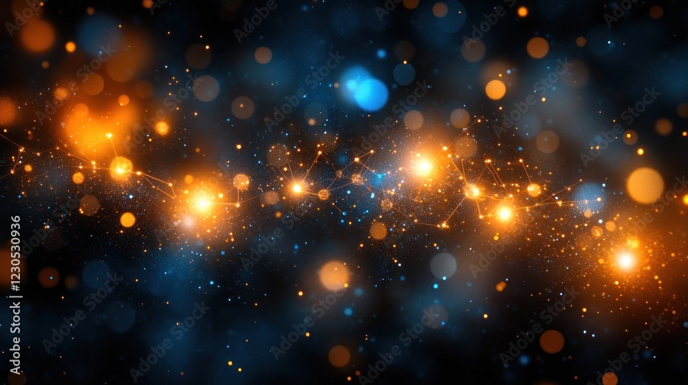 Fototapeta premium Abstract glowing particles and bokeh lights.