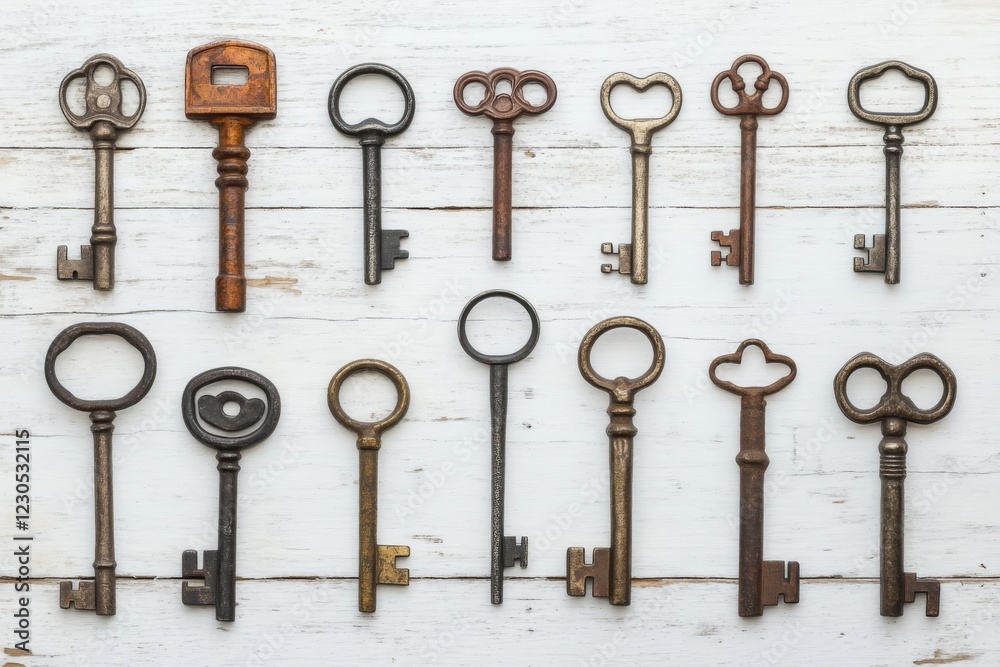 Antique Keys on Rustic Wood Antique Keys on Rustic Wood