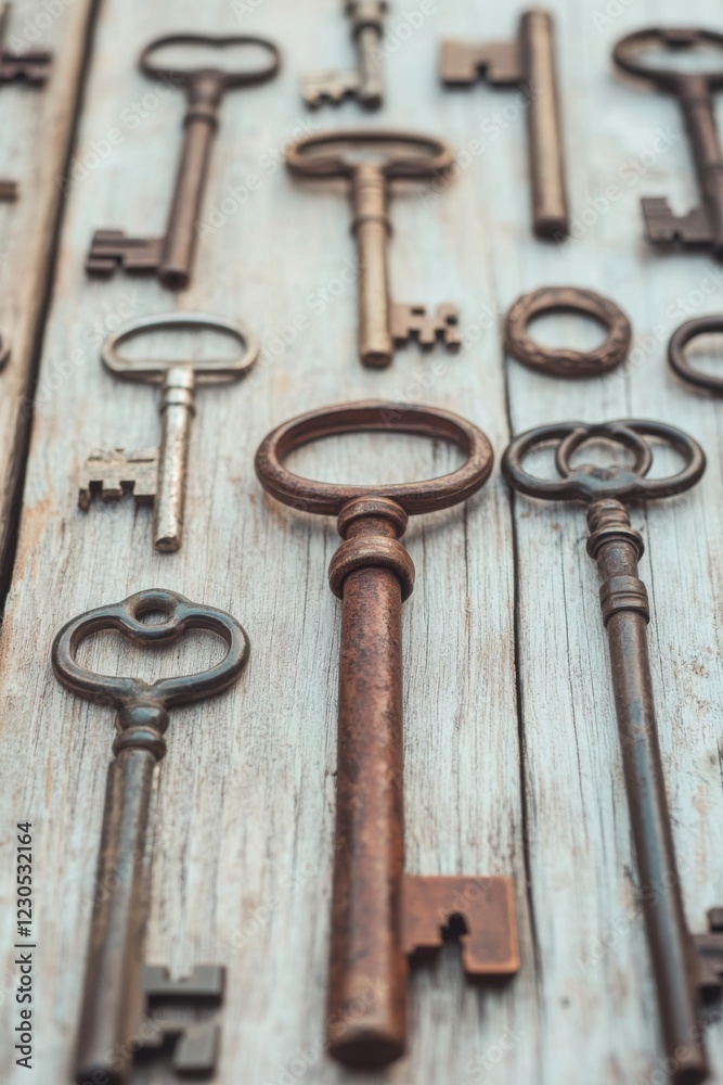 Antique Keys on Rustic Wood Antique Keys on Rustic Wood