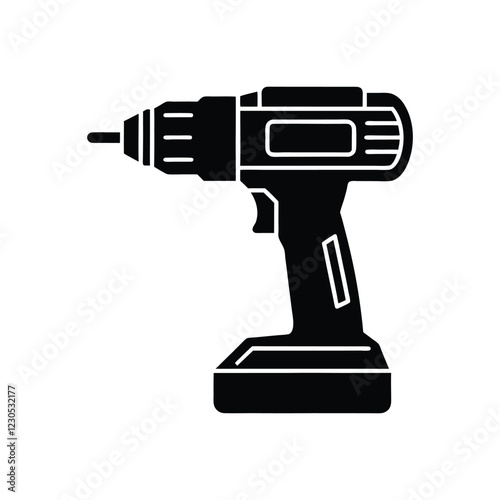 Drill Machine Silhouette Vector Icon for Industrial Design