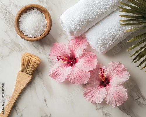 Wallpaper Mural Spa essentials with hibiscus and salt. Torontodigital.ca