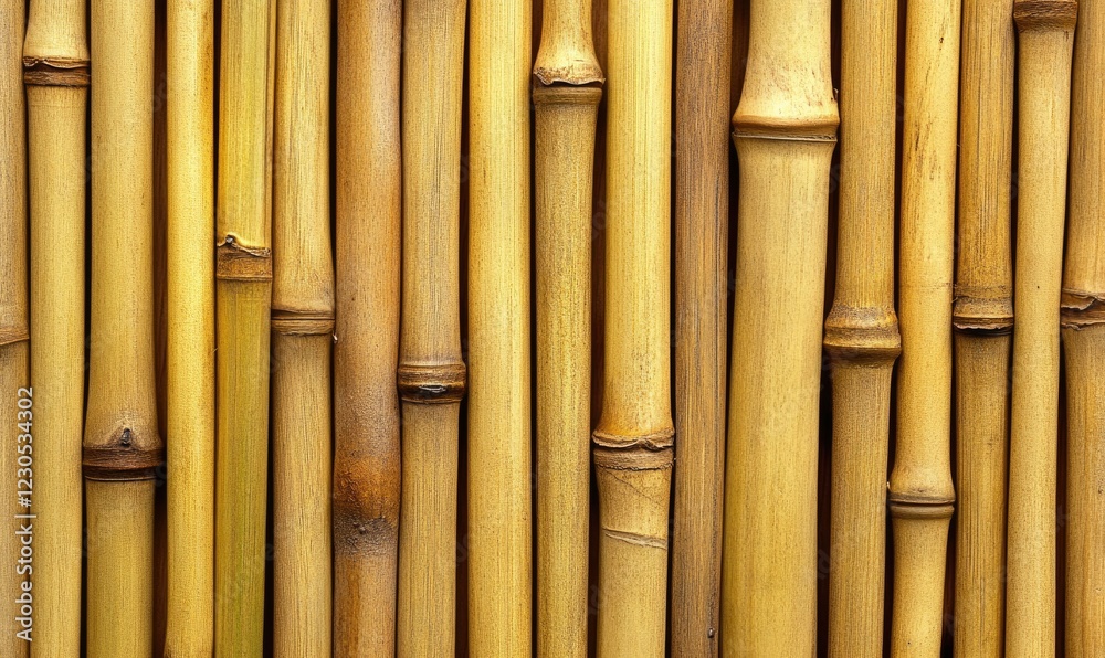 Fototapeta premium A row of bamboo sticks are shown in a close up
