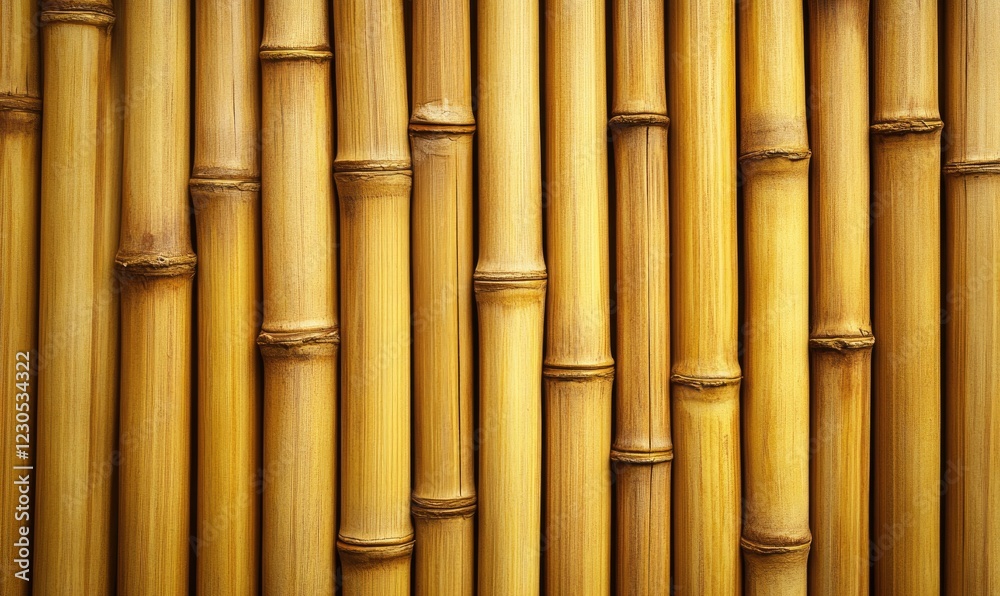Fototapeta premium A row of bamboo sticks with a brown color