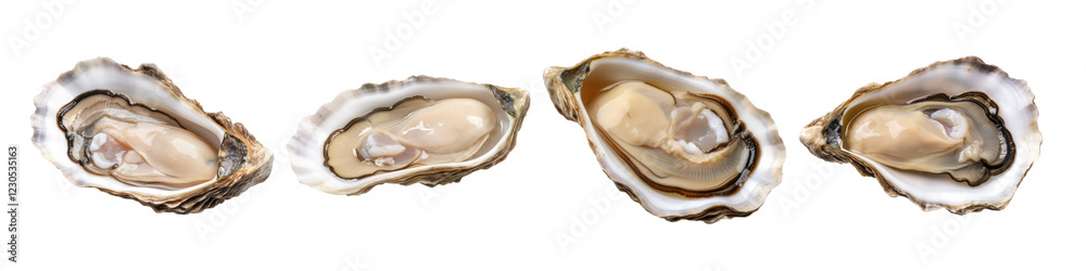 Fresh oyster isolated on transparent background, PNG, set of Fresh oyster isolated on transparent background, PNG, set of