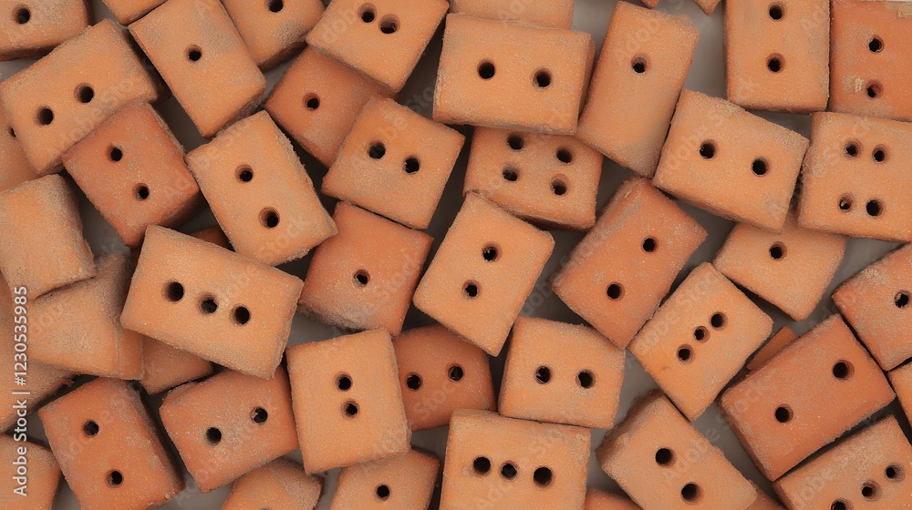 Many Small Orange Clay Bricks Texture Background Many Small Orange Clay Bricks Texture Background