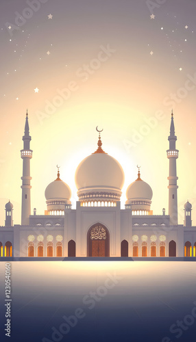 Wallpaper Mural Beauty of mosque on ramadan celebration background illustration. copy space area background.  , with white tonespng Torontodigital.ca