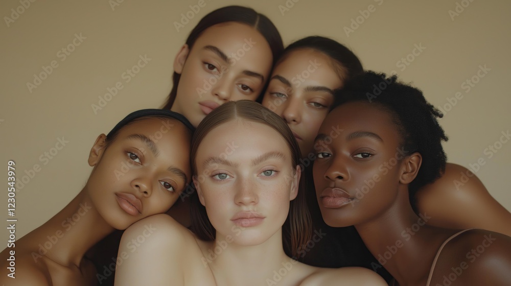 A collective of models embodies beauty and diversity, united in a soft ambiance that highlights their unique features and natural expressions, radiating confidence and unity A collective of models embodies beauty and diversity, united in a soft ambiance that highlights their unique features and natural expressions, radiating confidence and unity