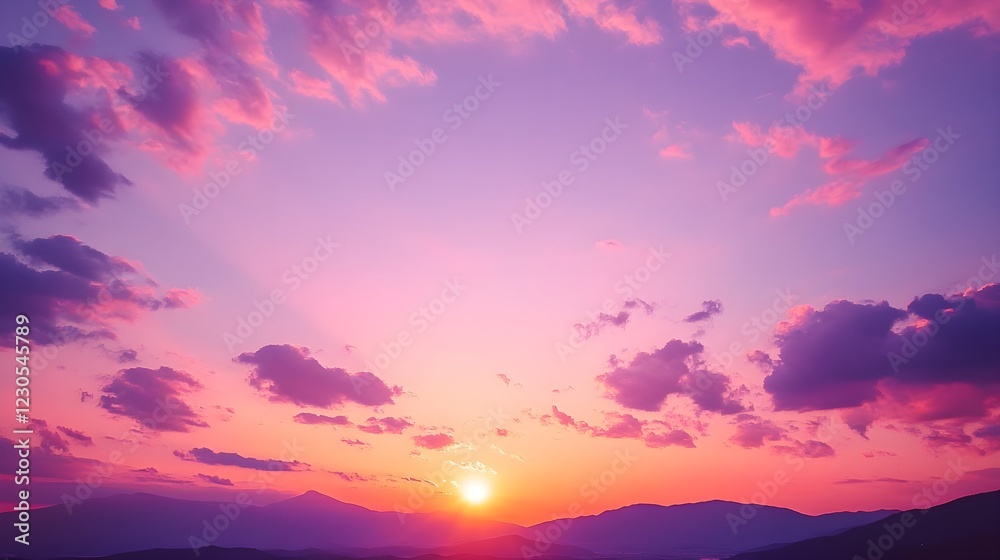 Fototapeta premium Vibrant sunset gradient transitioning from orange to purple.