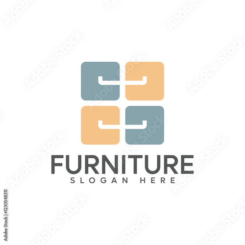 furniture logo design template for business property icon with creative element concept