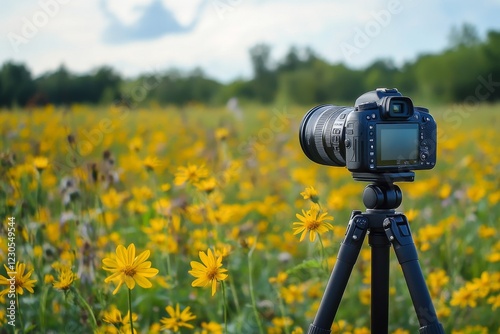 Camera in Flower Field