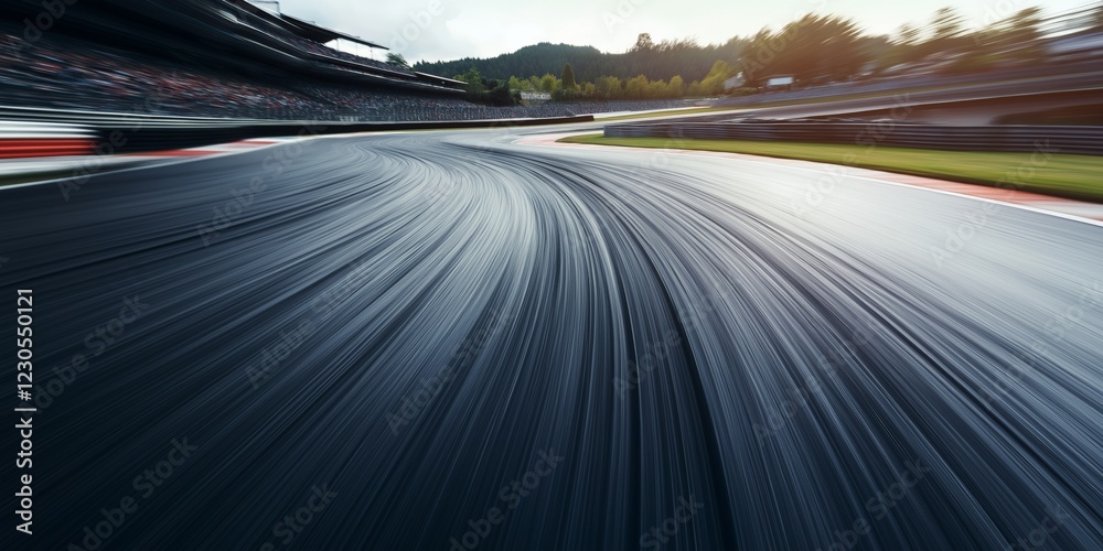 Obraz premium High-End Top-Down View of a Race Track with Motion Blur and Speed