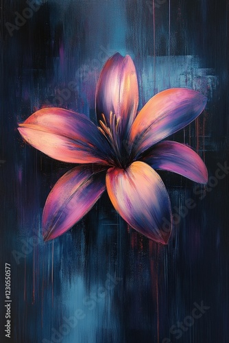 Nocturne Lily: A Vibrant Abstract Floral Painting.
