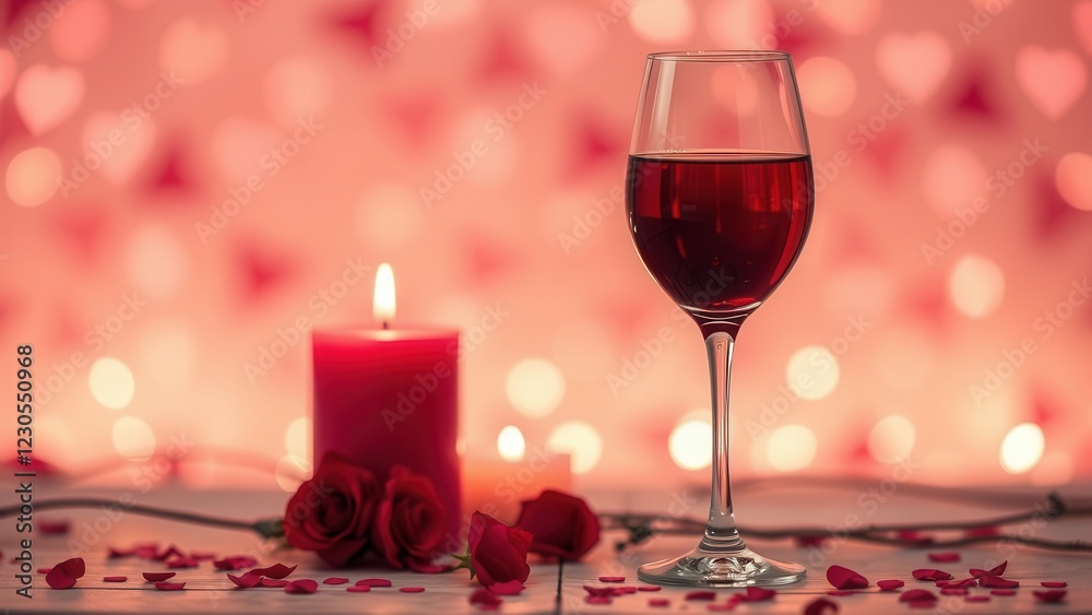 Romantic background with wine, candles and rose petals. Romantic background with wine, candles and rose petals.