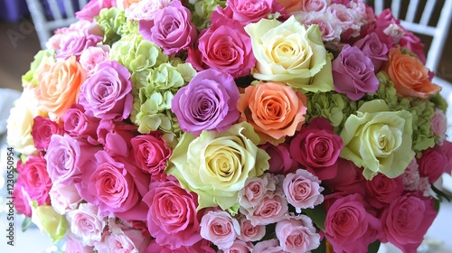Vibrant Pastel Rose Bouquet Wedding Flowers