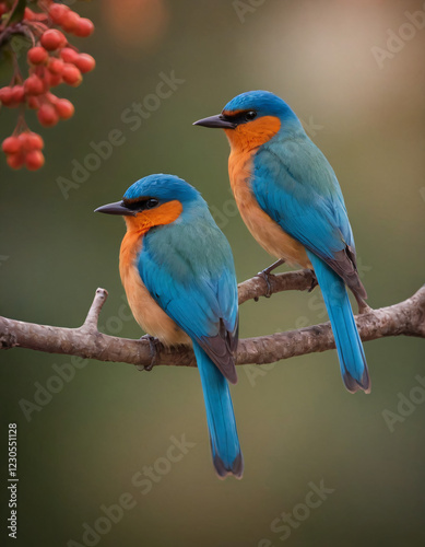 Two Kingfishers in Tropical Setting    