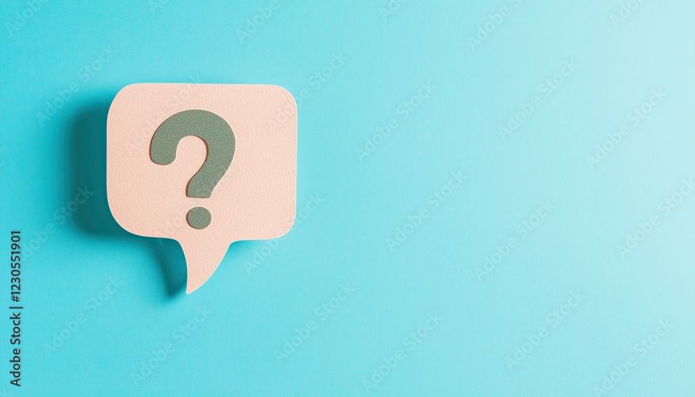 Question mark in speech bubble on a blue background.