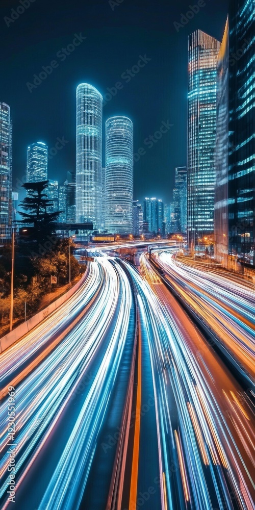 Fototapeta premium Cityscape at Night with Blurry Lights