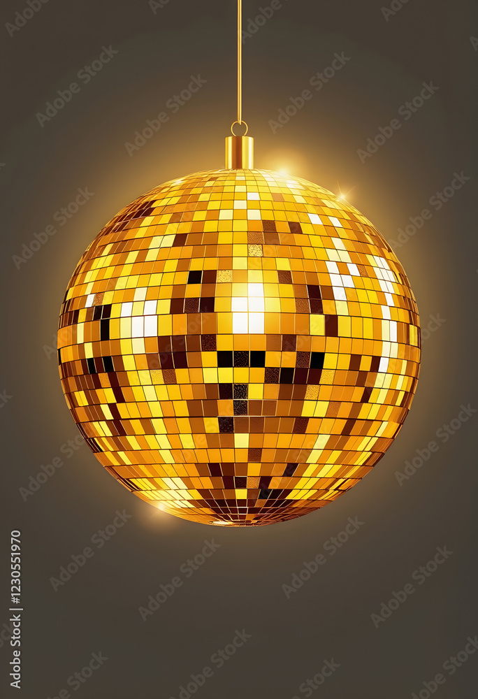 Obraz premium Shiny gold disco ball for party celebration , with white tonespng