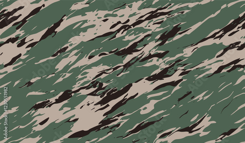 Hunting camouflage. Camouflage seamless pattern. Forest real tree camouflage design. Tiger stripe pattern. Tiger stripe camouflage pattern