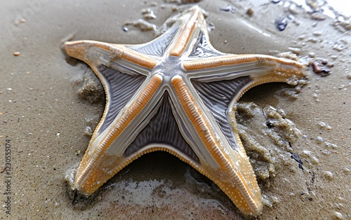 Detailed Closeup of Starfish on Sandy Beach