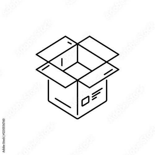 Outline Open Package icon, such as an item or document.