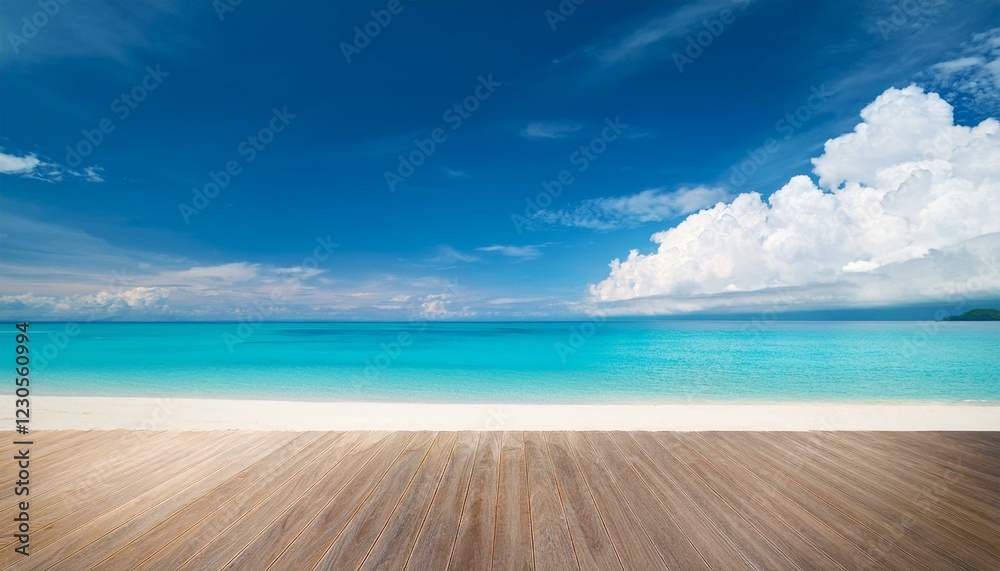 Fototapeta premium beautiful tropical beach with blue sky and white clouds abstract texture background copy space of summer vacation and holiday business travel concept